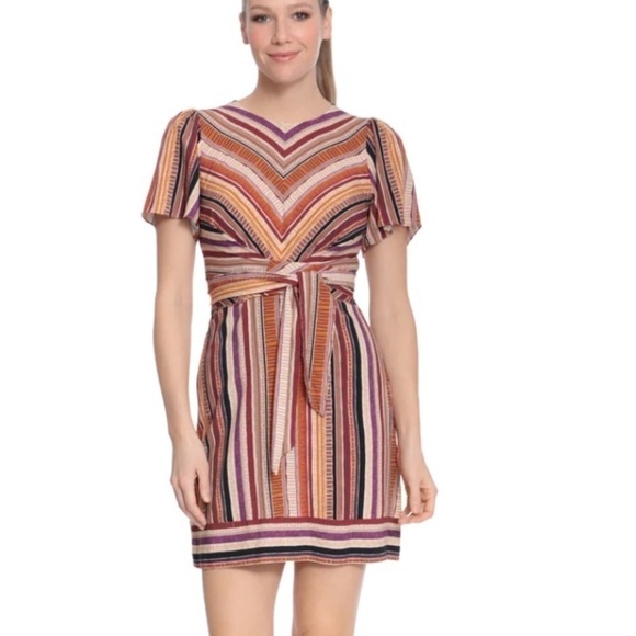 London times dress faux wrap striped NWT lined - Picture 1 of 4